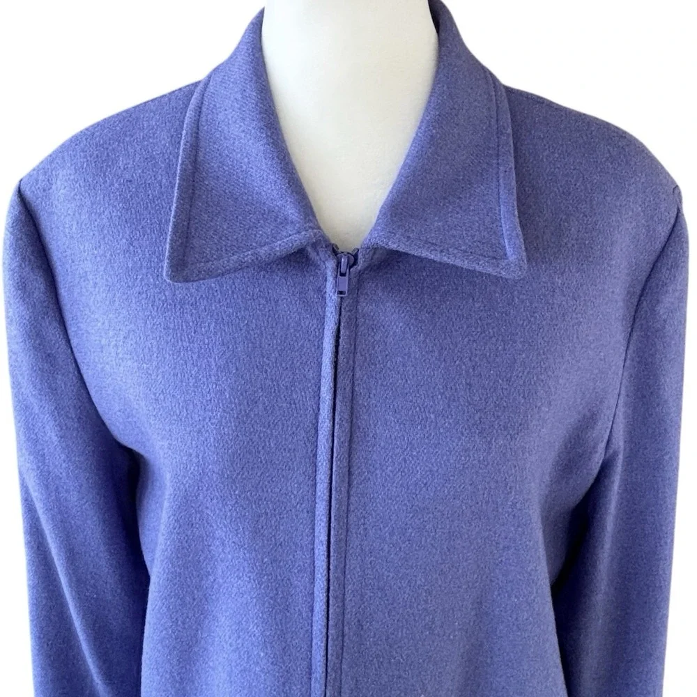 Harris Wallace Jacket Womens 12 Wool Blend‎ Purple Zip Utility Chic Minimalistic